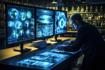 Poster - A research team working on advanced materials for nuclear applications, showcasing the ongoing innovations in materials science within the nuclear industry.  Generative Ai.