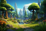 Fototapeta Fototapety z naturą - 3d rendering of cartoon forest landscape