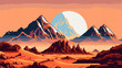 8 bit pixel desert mountain landscape, AI generate