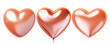 set of foil baloons heart shaped ,peach fuzz color of the year 2024 , transparent background 