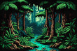 Jungle forest and river, AI generated landscape