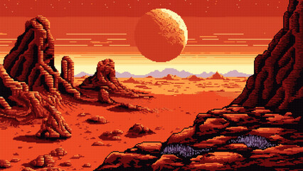 Poster - Generative ai mars red planet surface landscape