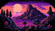 Night mountains AI generated 8bit game landscape