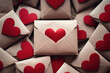 Love letters background. red heart shape origami