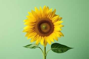Aufkleber - A vibrant sunflower stands alone against a lush green background. Perfect for adding a pop of color to any project