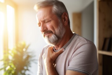 Aufkleber - A man with a beard wearing a gray shirt. This versatile image can be used in various contexts