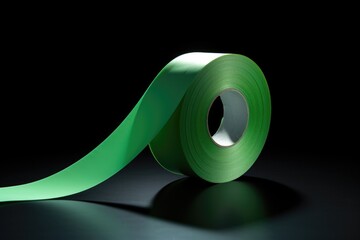 Poster - A roll of green tape placed on a black surface. Suitable for various DIY projects and crafts