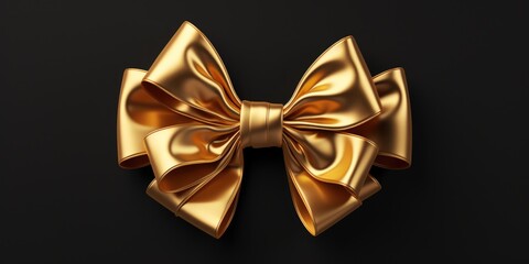 Wall Mural - A stylish gold bow on a sleek black background. Perfect for adding a touch of elegance to any design or project