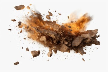 Aufkleber - A pile of dirt and rocks on a white surface. Suitable for construction, landscaping, or geology-related projects