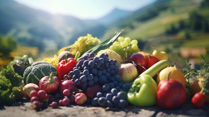 Poster - A collection of various fruits and vegetables. Perfect for healthy eating concepts and food-related designs