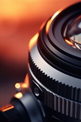 Poster - Close up view of a camera lens. Ideal for photography enthusiasts and professionals.