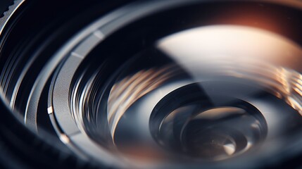 Poster - A close up view of a camera lens. Can be used to represent photography, technology, or capturing moments