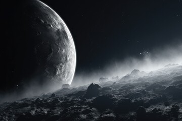 Poster - A breathtaking view of a planet seen from the top of a mountain. Perfect for travel and adventure concepts