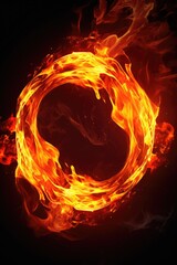 Leinwandbilder - A captivating image of a ring of fire against a dark black background. This picture can add a touch of drama and intensity to any project