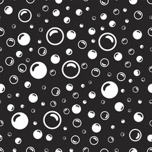 White Soap Bubbles On A Black Background, Jpeg, Mickey, Mouse. Bubbles Vector Background With Flat Line Icons. Illustration. Pattern