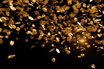 Poster - A captivating image of a bunch of gold coins flying in the air. Perfect for financial concepts and success stories