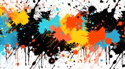 Poster - Colorful paint splatters on a clean white background. Versatile and vibrant, perfect for adding a pop of color to any project
