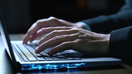 Aufkleber - Person typing on laptop. Perfect for technology and work-related projects