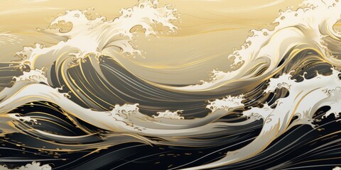 Poster - A stunning painting capturing the beauty and strength of a large wave in the ocean. This artwork is perfect for adding a sense of energy and movement to any space