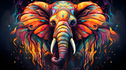 Wall Mural - abstract background with abstract shape of elephant