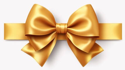 Poster - Golden ribbon with a bow on a clean white background. Suitable for various occasions and events