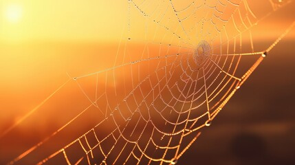 Poster - A spider web glistening with water droplets. Perfect for adding a touch of nature to your designs