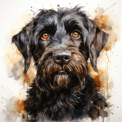 watercolor Black Russian Terrier clipart, Generative Ai