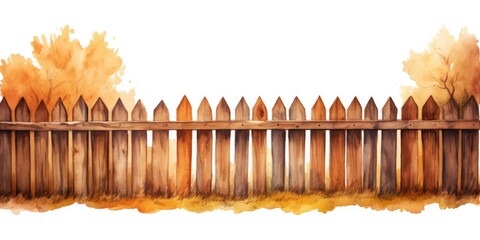 Poster - A beautiful watercolor painting depicting a rustic wooden fence. This versatile image can be used for various purposes