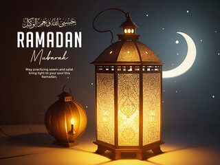 Islamic holiday banner template. Beautiful muslim invitation with ramadan. Ramadan mubarak. Religion background. 