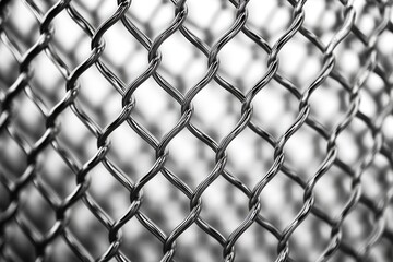 Poster - A black and white photo of a chain link fence. Perfect for adding a touch of simplicity and minimalism to any design