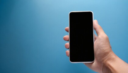 Hand using smartphone with blank screen