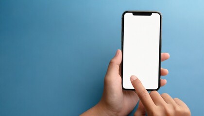 Hand using smartphone with blank screen