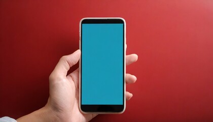 Hand using smartphone with blank screen