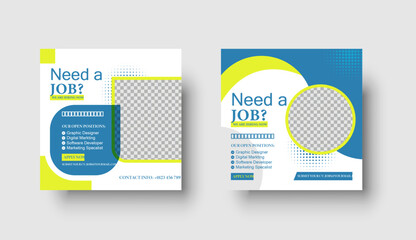 Wall Mural - we are hiring job vacancy social media post or square web banner template design