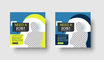 Wall Mural - we are hiring job vacancy social media post or square web banner template design