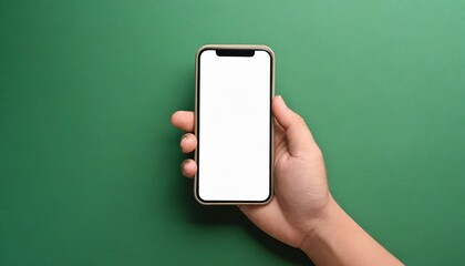 Hand using smartphone with blank screen