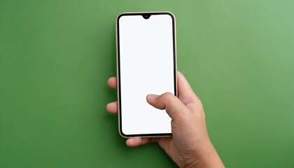 Hand using smartphone with blank screen