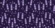 Lavender flowers seamless pattern on blue background. Provence herbs wallpaper.  Medicinal plant for sleep and relaxation. Natural remedy and perfume aroma scent ingredient. 