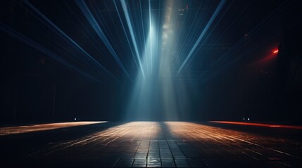 Poster - A picture of a street at night with a captivating light beam shining through. Perfect for adding a touch of mystery and intrigue to your projects