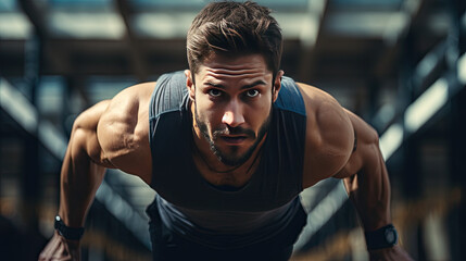 Wall Mural - a muscular man doing sports