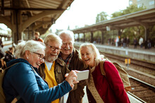 Group of senior people at the train station
