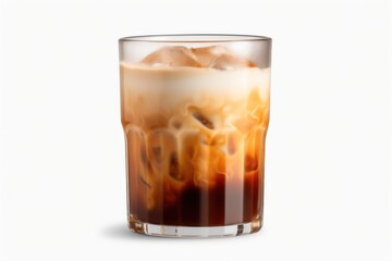 Aufkleber - A tall glass filled with a drink and ice cubes. Perfect for quenching your thirst on a hot day
