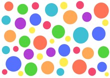 Many Multi-colored Bright Chaotic Balls On A White Background , Colorful Polka Dots