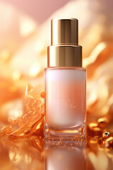 Poster - A bottle of white liquid with a gold cap. Suitable for use in various industries and applications