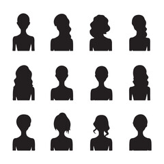 A black silhouette Female Symbol set
