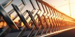 A close-up view of a metal railing with a beautiful sunset in the background. Perfect for adding a touch of elegance and tranquility to any design project