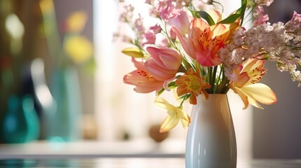 Poster - A vibrant display of flowers arranged in a vase, perfect for adding a pop of color to any space