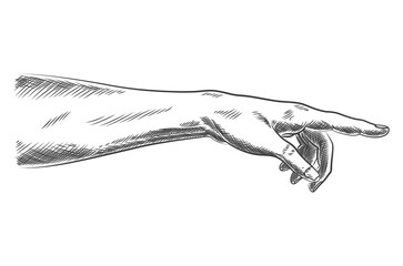 Aufkleber - Hand human touching with fingers. Virtual reality or artificial intelligence technology concept - hand draw sketch design illustration