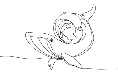 Wall Mural -  Whale. Ocean. Panet. World Ocean. One line