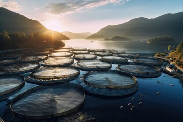 Poster - A picture showcasing a large expanse of water. Perfect for illustrating the beauty and serenity of natural bodies of water.